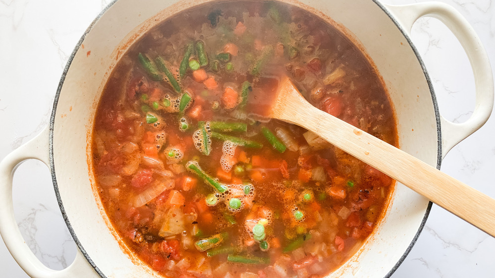 cooking vegetables in soup