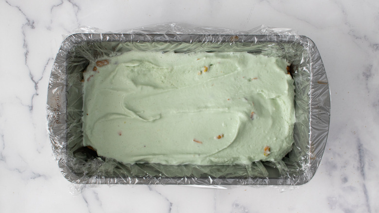 Layer of pistachio gelato