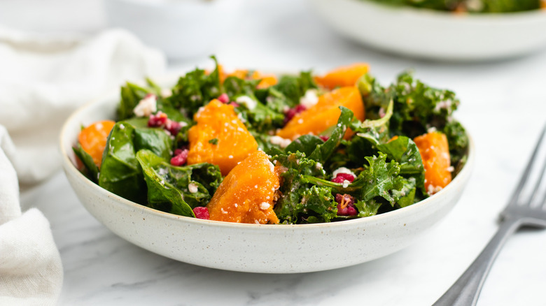 pomegranate squash salad in bowl 