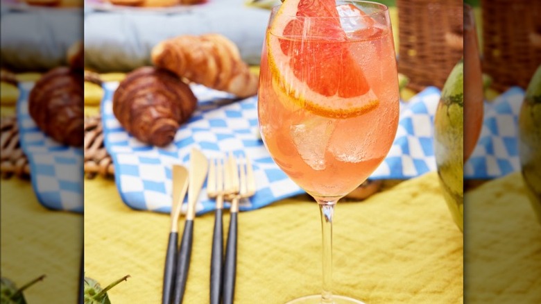 St. Germain cocktail and croissants 