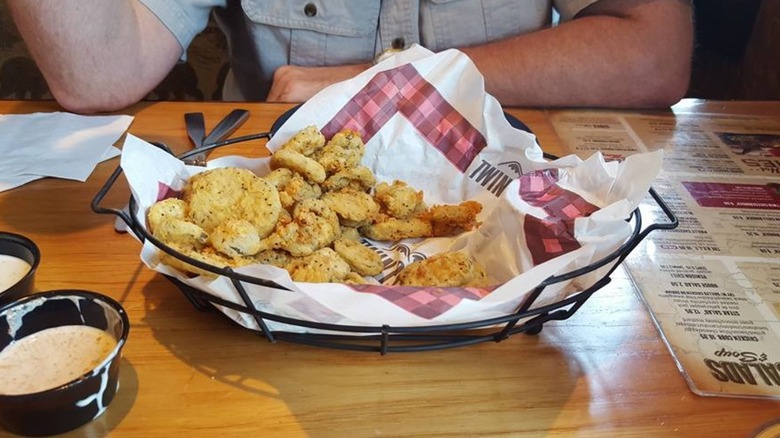 A Twin Peaks fried pickle basket