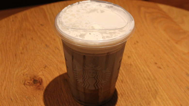 Starbucks iced coffee topped with cold foam