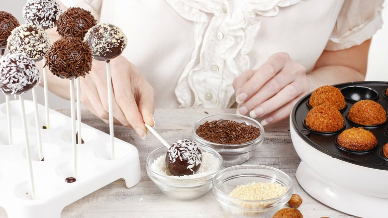 Woman making cake pops