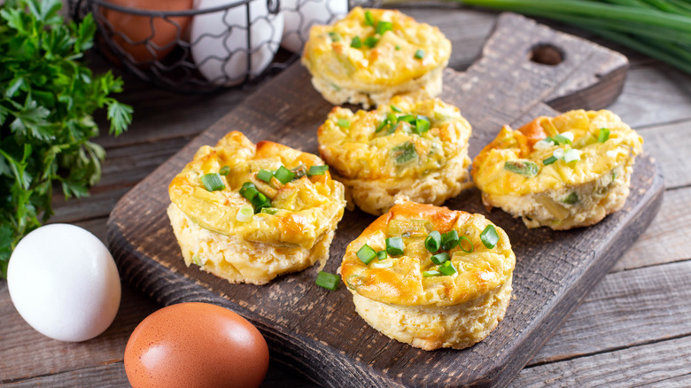 Egg bites on cutting board