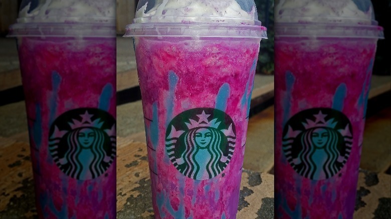 unicorn frappuccino with whipped cream