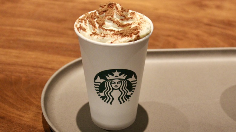 Closeup of Starbucks Pumpkin Spice Latte