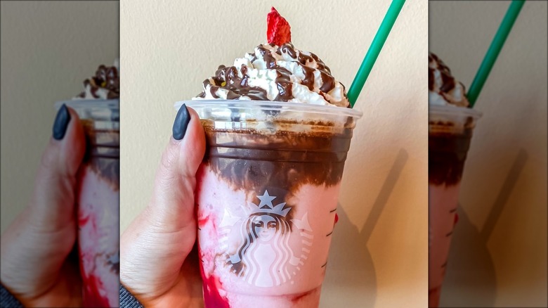 Person holding Strawberry Chocolate Frappuccino