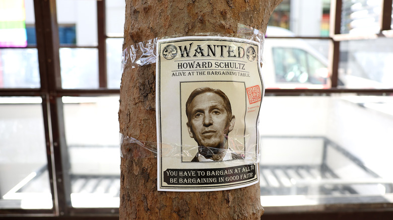 Wanted poster for Howard Schultz 