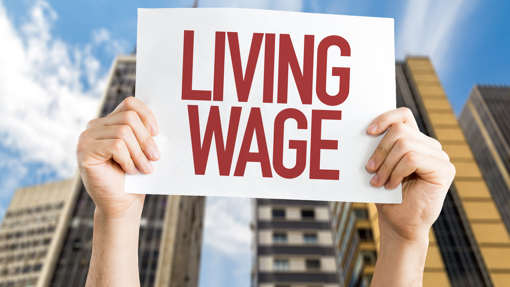 Living wage placard