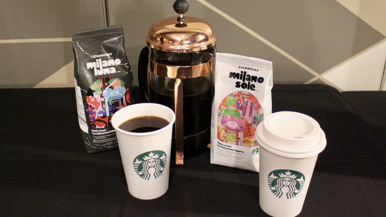 Starbucks Milano coffee with french press and cups