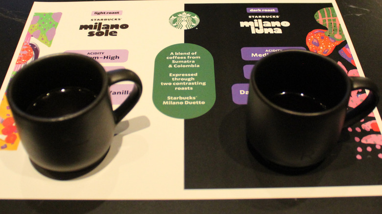 Demi mugs on a Starbucks placemat