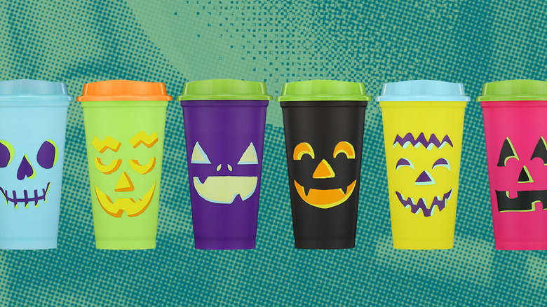 Glowing pumpkin hot cup set