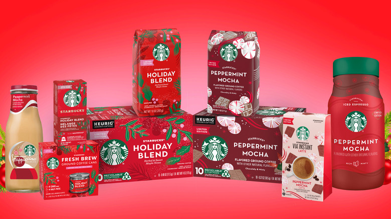 Starbucks peppermint mocha range in red