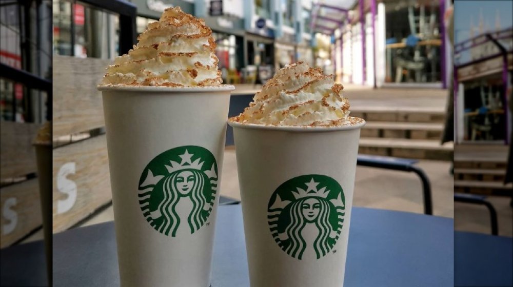 Two Starbucks Pumpkin Spice Lattes