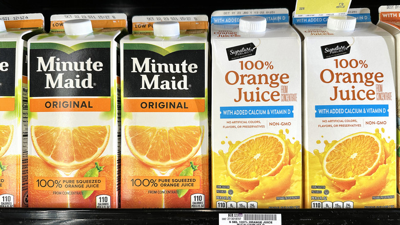 orange juice cartons on display