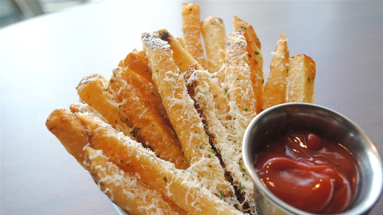 French fries with ketchup