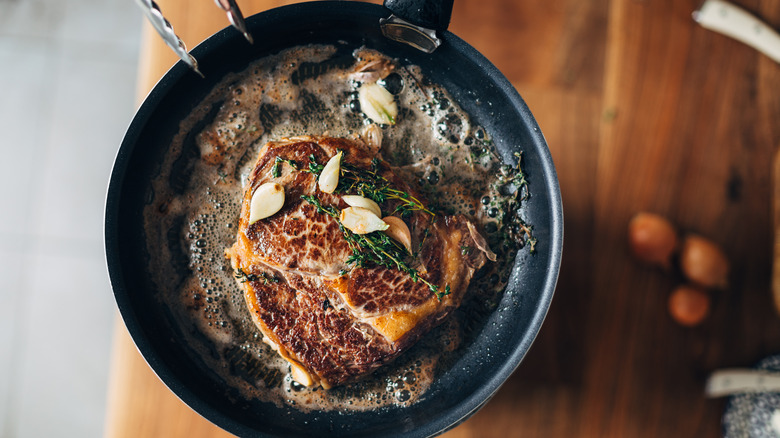 Steak basted in butter 