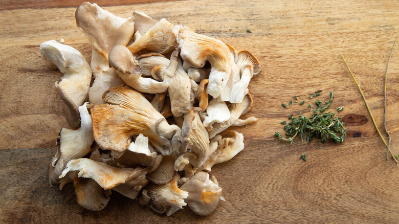 oyster mushrooms and thyme