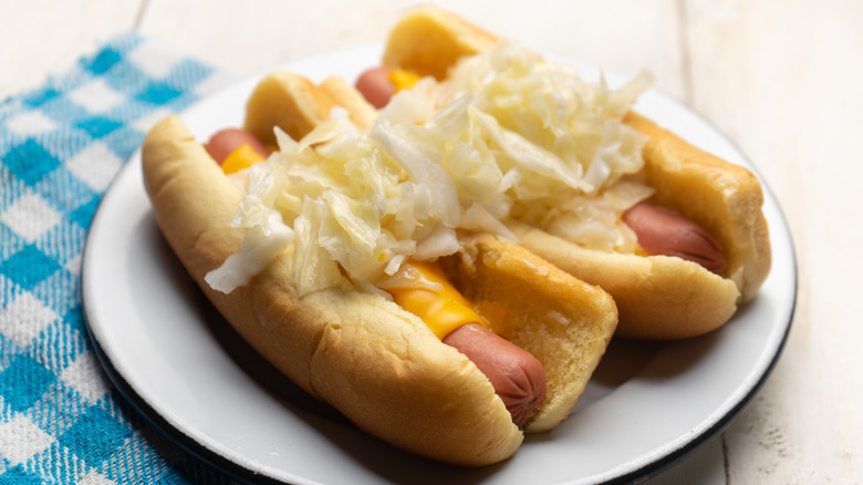 Steamed hot dog with slaw