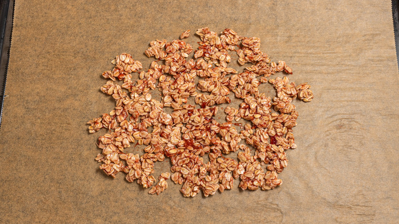 strawberry oats on parchment paper