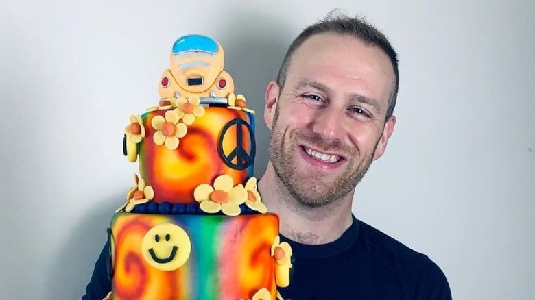 Steven Cater Bailey with hippie cake 