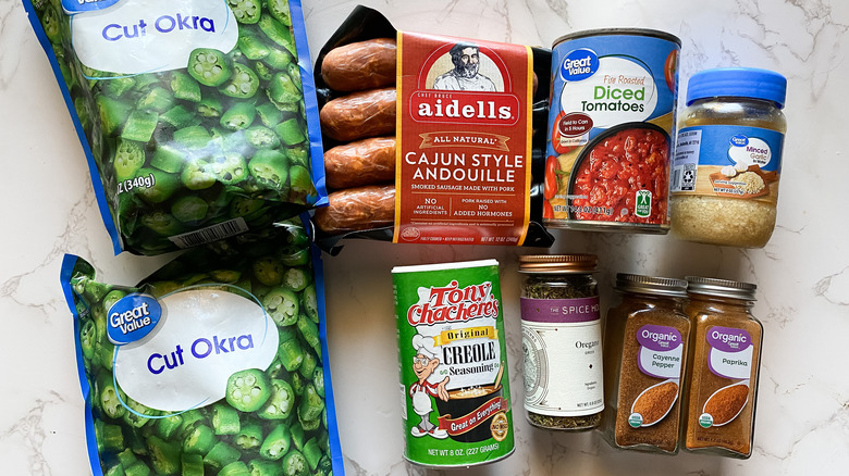 ingredients for Stewed Okra and Tomatoes With Sausage Recipe