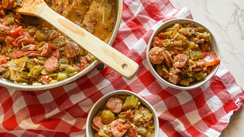 stewed okra and tomatoes with sausage