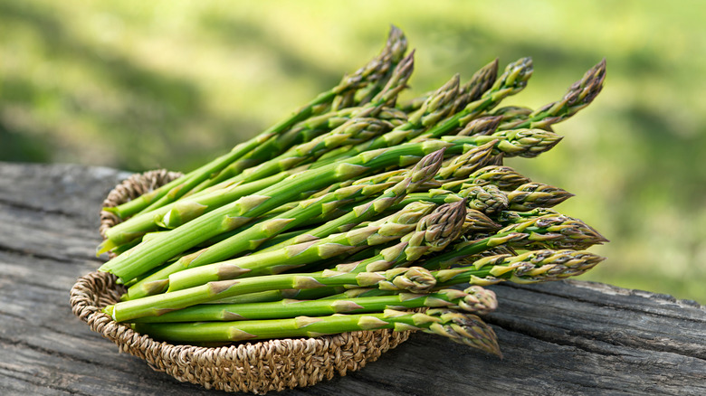 basket of fresh asparagus spears