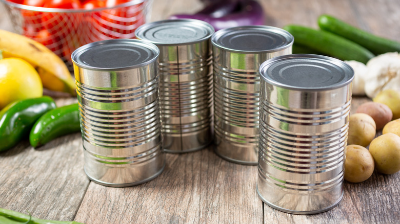 undented, unbranded food cans