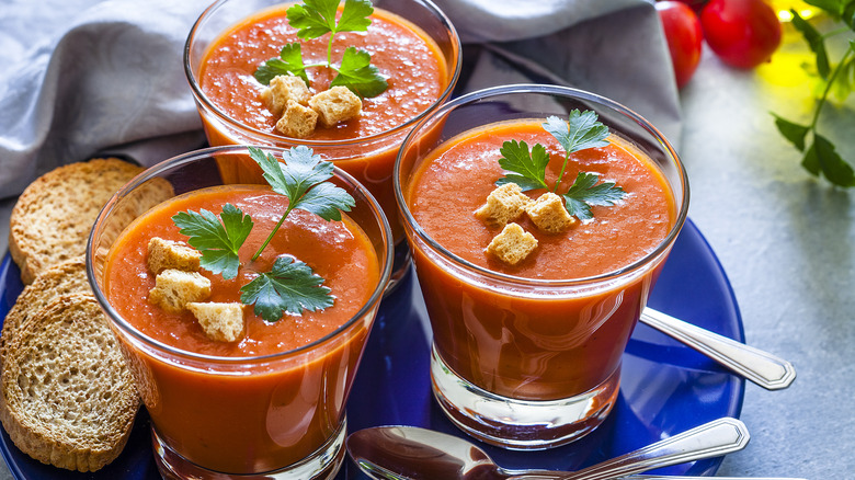 glasses of gazpacho