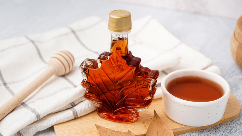 Maple leaf jar of maple syrup