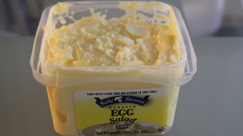 Plastic tub of Sally Sherman Classic Egg Salad 