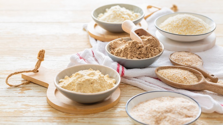 Bowls of gluten-free flour