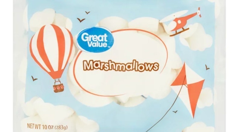 Bowl of Great Value marshmallows