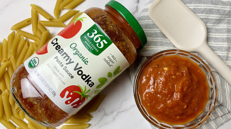 Jar of 365 Whole Foods Market Organic Creamy Vodka Pasta Sauce