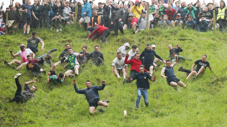 Cheese Rolling Festival on Cooper's Hill in England