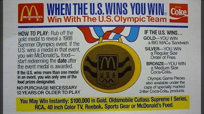 McDonald's Olympics card from 1984