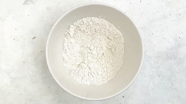 flour, sugar, and salt in bowl