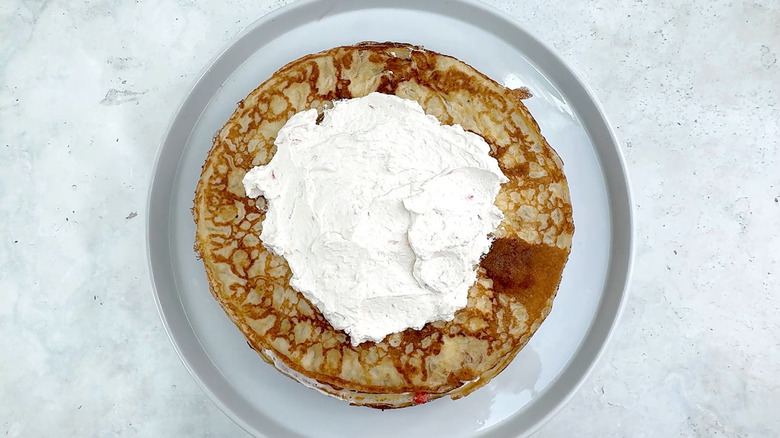 cream on top of crepe cake