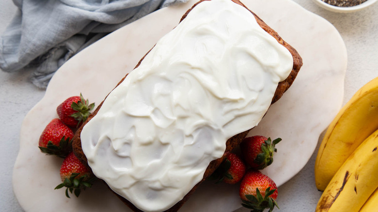 quick bread with white frosting