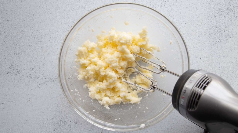 sugar and butter with mixer