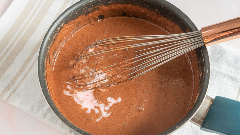 boiling strawberry hot chocolate