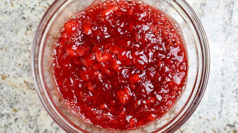 strawberry mixture in bowl 