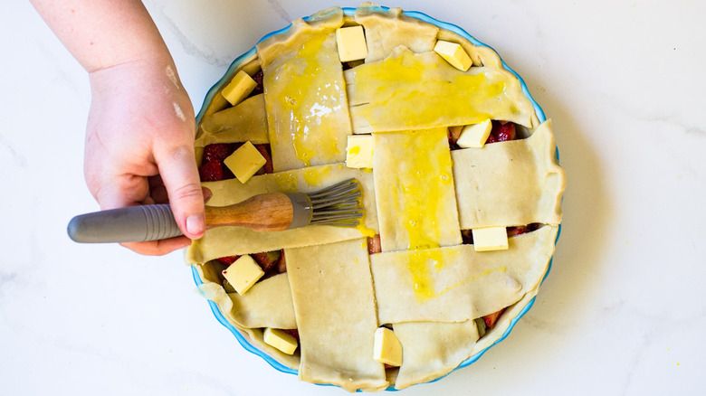 Painting lattice with egg wash