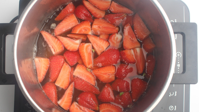 strawberries and green tea