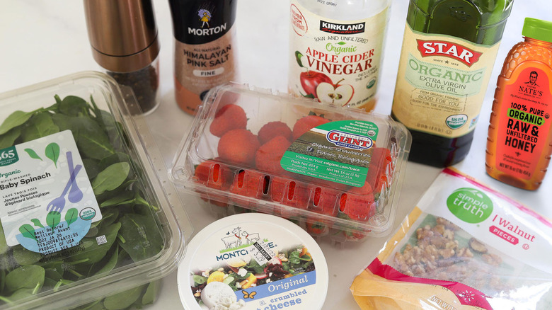 ingredients for strawberry walnut salad