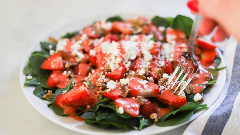 plate of strawberry walnut salad