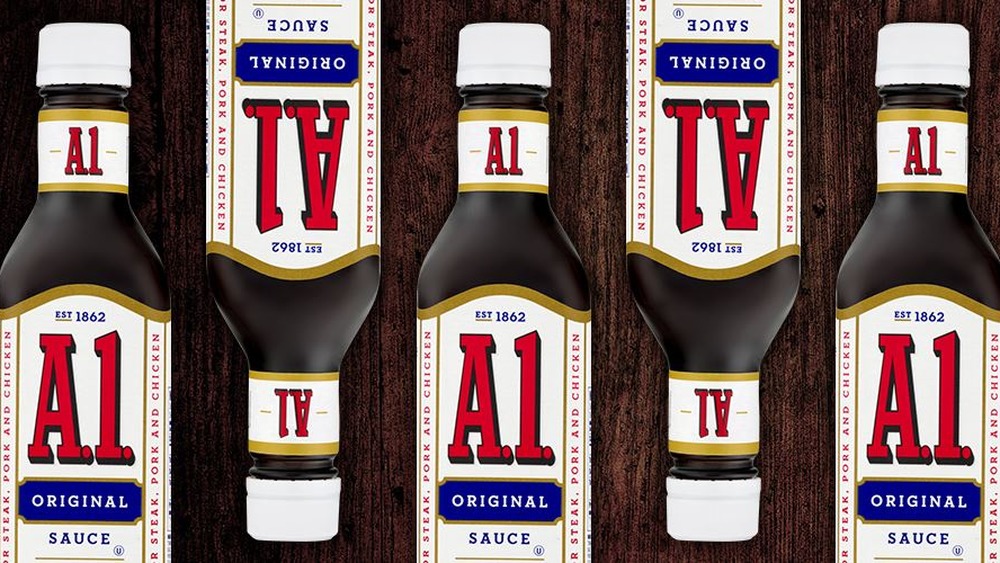 Steak sauce on display