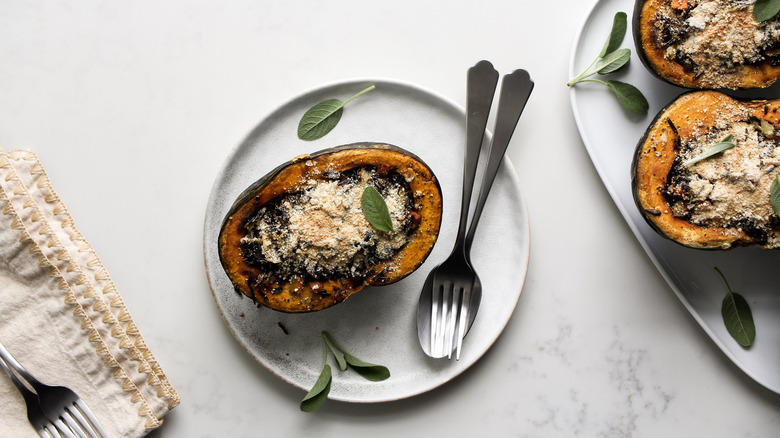 stuffed kabocha squash half