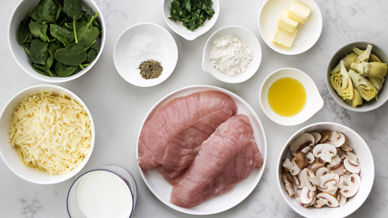 stuffed turkey ingredients in bowls